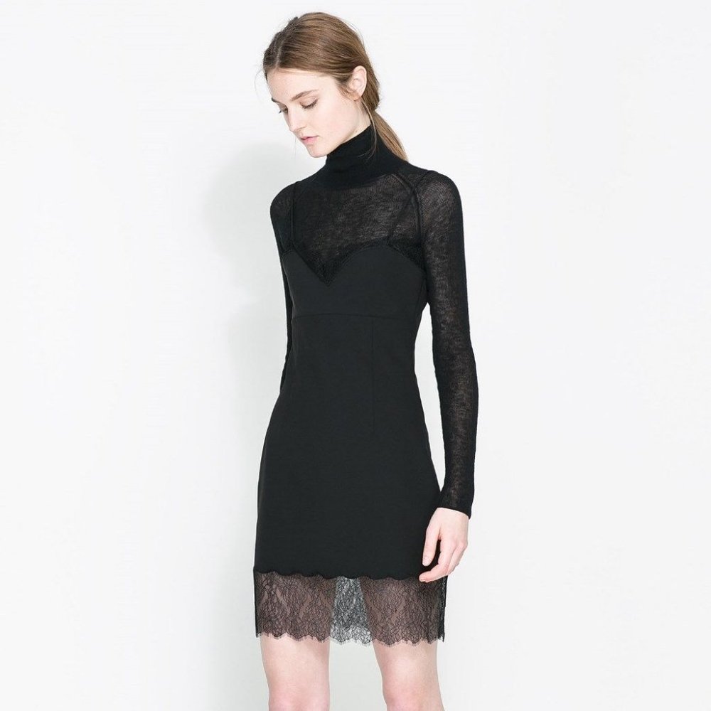 💞HP💞 ZARA Black FITTED LINGERIE STYLE Dress - Picture 9 of 11